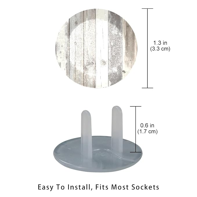 Soft Grey Wooden Floor Texture (3) Outlet Covers (12 or 24 Pack) - Child Safety Electric Plug Protectors to Prevent Power Shock