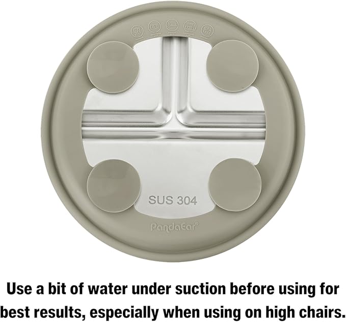 PandaEar 3 Pack Stainless Steel Baby Suction Plates, Divided Toddler Plate for Baby Led Weaning Supplies, Non-Slip Toddler Baby Feeding Set Dishwasher Safe (Linen/Brown/Tan, With Spoons)