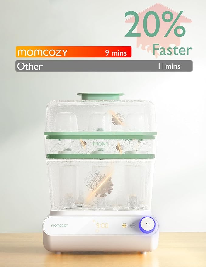 Momcozy 3 Layers Large Bottle Sterilizer and Dryer & Momcozy Bottle Brush Kit Green