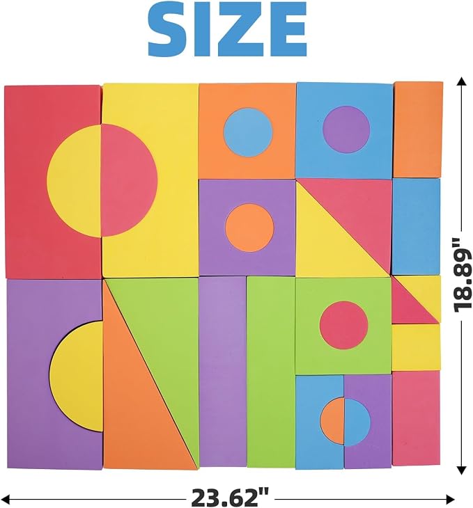 Large Building Foam Blocks for Toddlers - Tacking Soft Blocks for Kids - Shapes & Colors Learning for Kids - Construction Building Preschool Toys for Boys & Girls (30 Pieces)