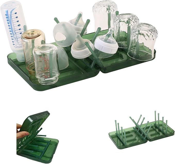 Travel Bottle Drying Rack Space Saving,Foldable Bottle Drying Rack with 16 Ribs,Portable Baby Bottle Drying Rack for Bottles,Breast Pumps and Other Feeding Accessories,Widely Used Daily Basis