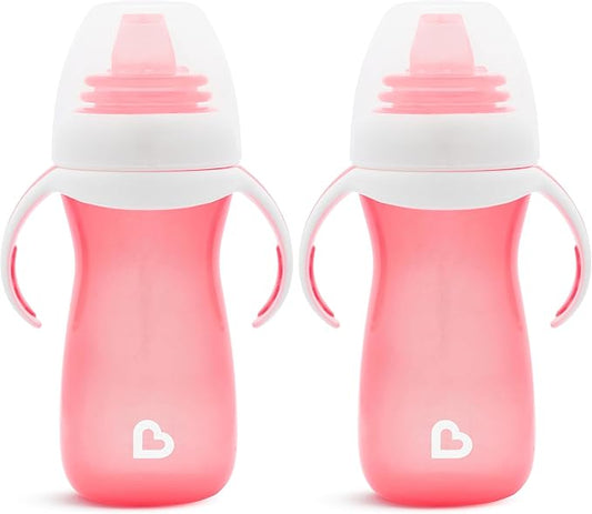 Munchkin® Gentle™ Transition Sippy Cup with Trainer Handles, 10 Ounce, Pink (Pack of 2)