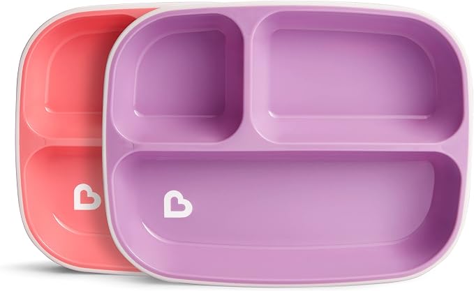 Munchkin® Splash™ 4 Piece Toddler Divided Plate and Bowl Dining Set, Pink/Purple