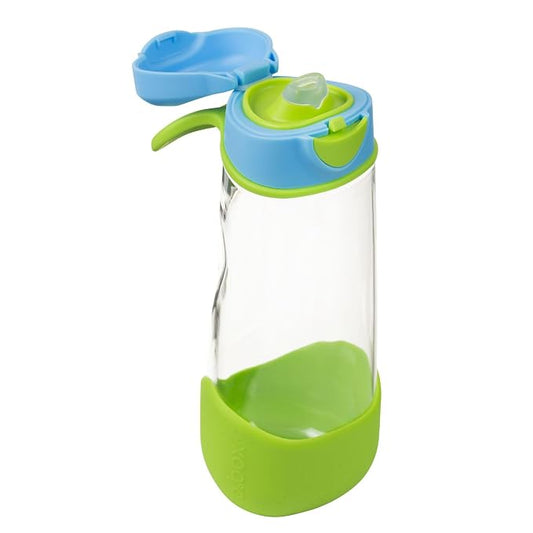b.box 20oz Sport Spout Kids Water Bottle for School, Sports, Daycare - No-Straw Design for Easy Cleaning - Leakproof - Ergonomic Triangle Grip - Dishwasher Safe, BPA Free, PFAS Free - Ocean Breeze