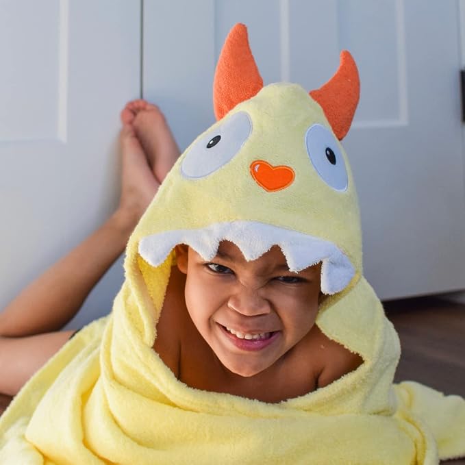 Children's Hooded Towel Yellow Monster, Unisex Toddler, Kids