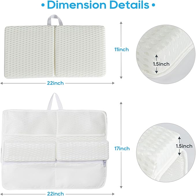 OS OMYSTYLE Baby Bath Kneeler and Elbow Rest Pad Set, 1.5'' Thick Quickly Dry Bathtub Kneeler Pad with Baby Toys & Bath Accessories Organizer, Kneeling and Elbow for Tub, Non-Slip Mat(White)