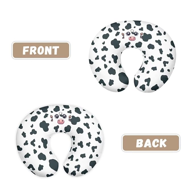 Cute Cow and Cow Stripes Nursing Pillowcase Ultra Soft Comfortable Newborn Nursing Pillow Case Washable and Easy to Clean