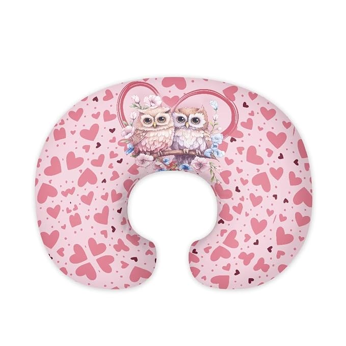 Love Heart Owls Ultra Soft Nursing Pillowcase Skin-Friendly Fabric Bottle & Breastfeeding Pillows Support Cover for Wife New Moms Valentine's Gift