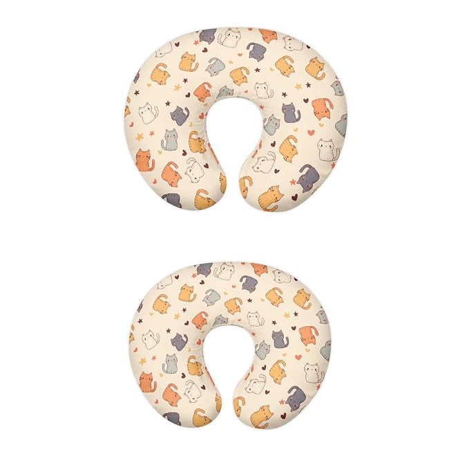 Multi Cute Cat Nursing Pillow Cover for Baby Boy Girl Breastfeeding Slipcover Infant Newborn Nursery Bottle Pillowcase Not Easy to Fade and Pilling