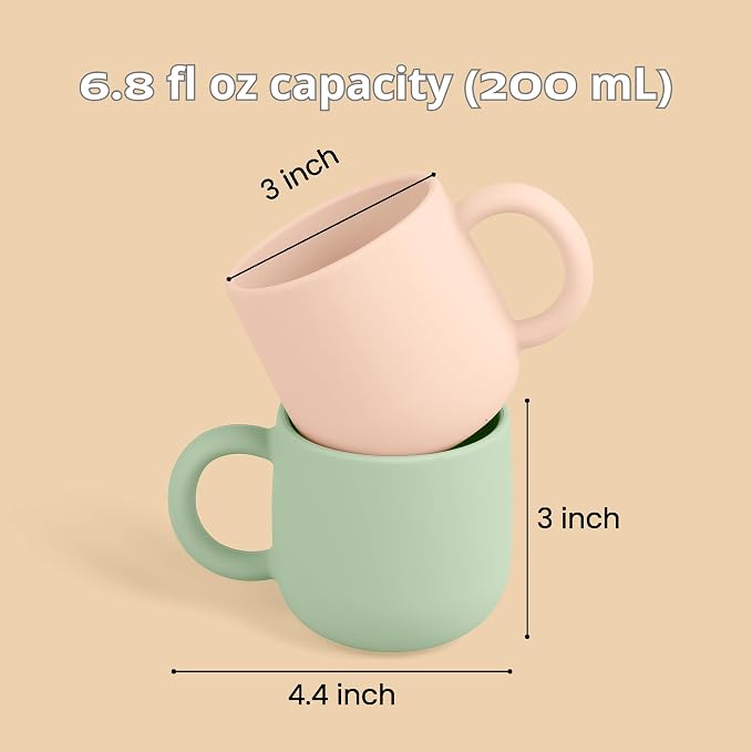 Pack of 2 Silicone Drinking Mug Cup for Toddler Kids and Children (Color 5)