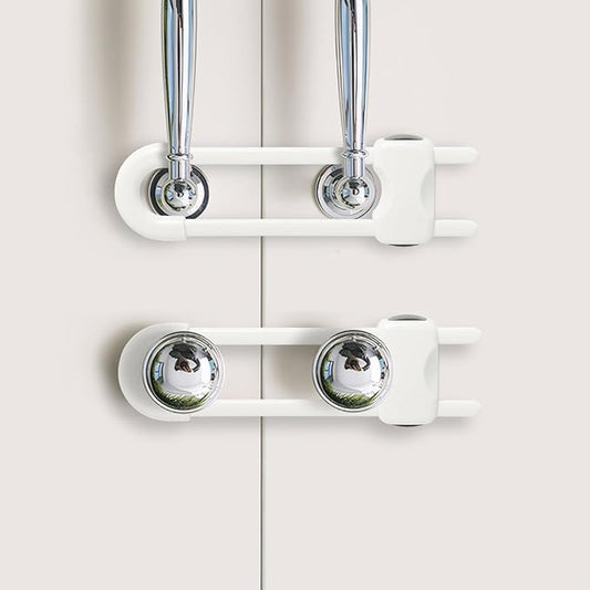 Baby Proofing Cabinets, Sliding Cabinet Locks for Babies, Adjustable U Shaped Baby Safety Locks, Childproof Cabinet Latch for Kitchen, Bathroom, Drawer, Cupboard Doors Knobs & Handles (2Pack White)