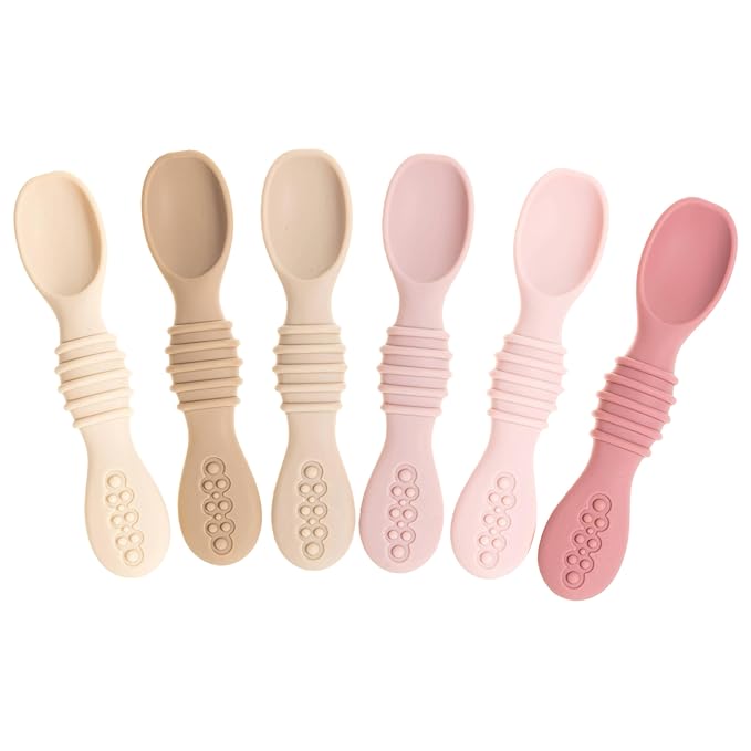 Sperric Baby Spoons - 6+ Months, Self Feeding, BPA Free Teething Spoons, Pink
