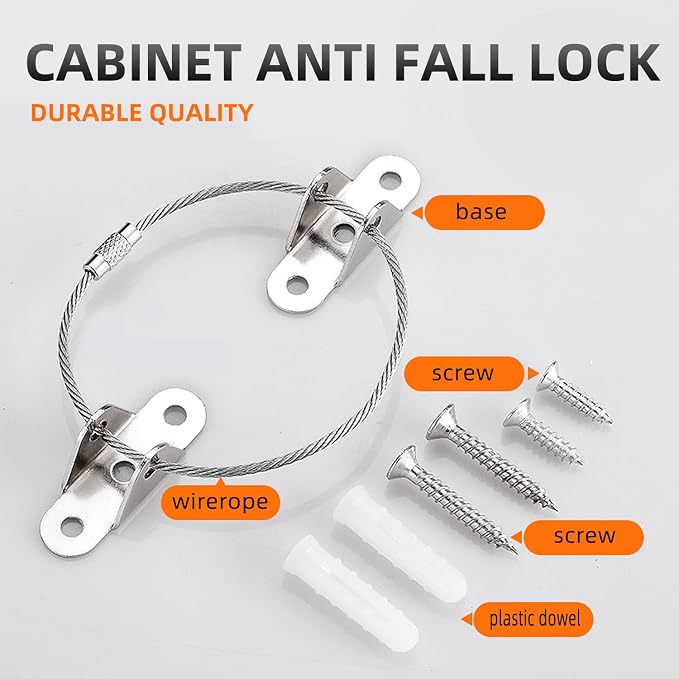 Kiddies Furniture Anchors Secure 400 Pound Furniture to Wall Prevent Falling, Cabinet lock baby proofing cabinets Anti Tip Earthquake Straps for Child Safety （10pack）