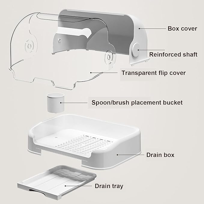2025 Large Baby Bottle Organizer with Cover ＆ Removable Drain Tray, Dustproof Portable Baby Bottle Drying Rack Reusable Bottle Rack Holder Storage (Gray)