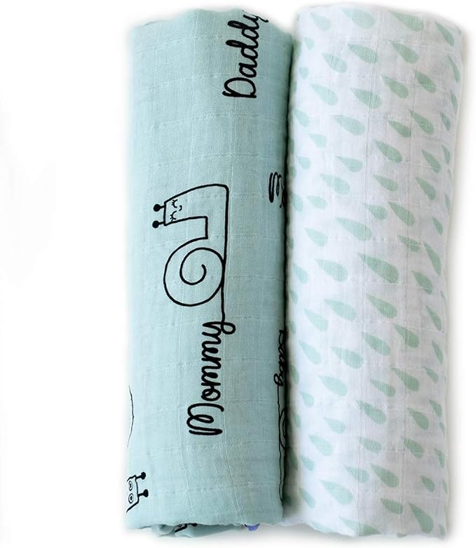 Milk&Moo Cacha Baby Swaddle Blanket, 100% Cotton, Muslin Swaddle Blankets, Ultra Soft, Breathable, Lightweight, Set of 2 Muslin Blanket for Boys and Girls Made in Turkiye
