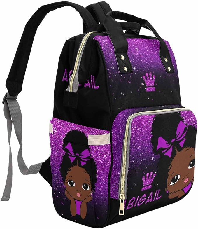 M YESCUSTOM Personalized Baby Bag For Mom Custom Purple Twinkle Diaper Bag with Name Customized Diaper Carrying Bag Newborn Gift for Women