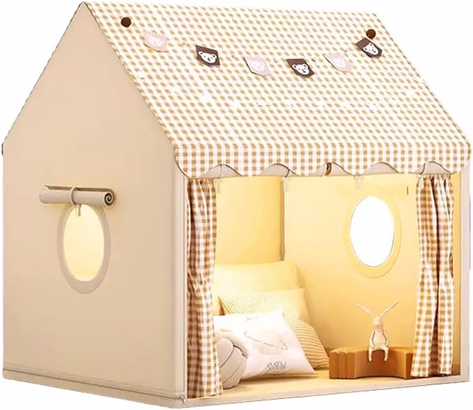 Large Kids Tent,Children's Play Tent, Toy House with Star Light & Birthday Party Decoration, Playhouse, Indoor & Outdoor,Unisex,Birthday Gift for Kids, Khaki