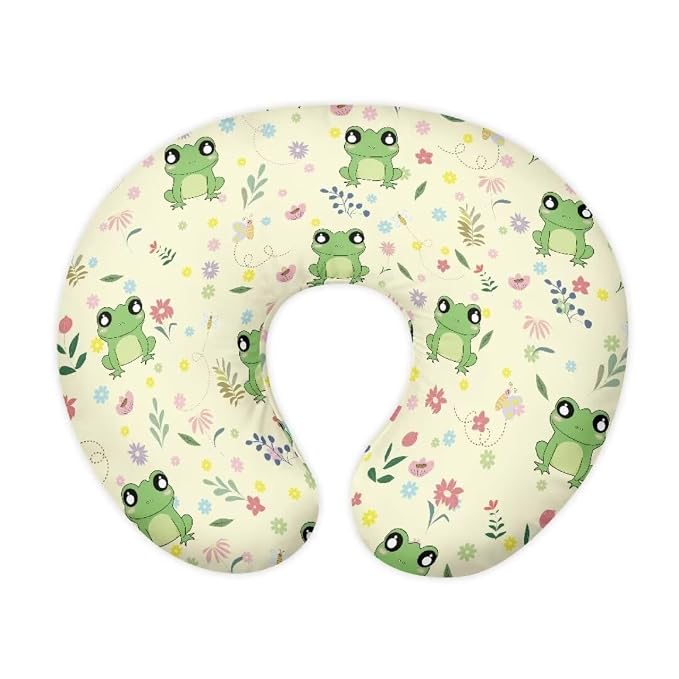 Stretchy Neutral Breastfeeding Pillow Cover Fit Standard Nursing Pillows,Ultra Soft and Cozy Frog Leaf Nursing Pillow Slipcovers