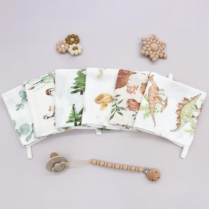 LifeTree Muslin Swaddle Blankets Neutral, Baby Washcloths Safari Animals Swaddling Wrap Nursery Receiving Blanket for Boys & Girls