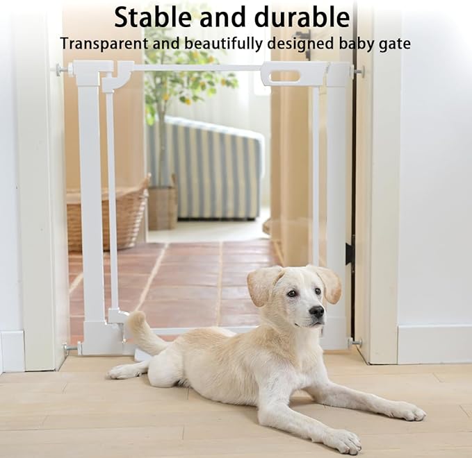 Clear Baby Safety Gate for Stairs,29"-48" Wide, 30" Tall Pressure Mounted Acrylic Pet Gate, Easy Walk Through Auto Close Child Gate for Doorways and House,29.52-47.24"