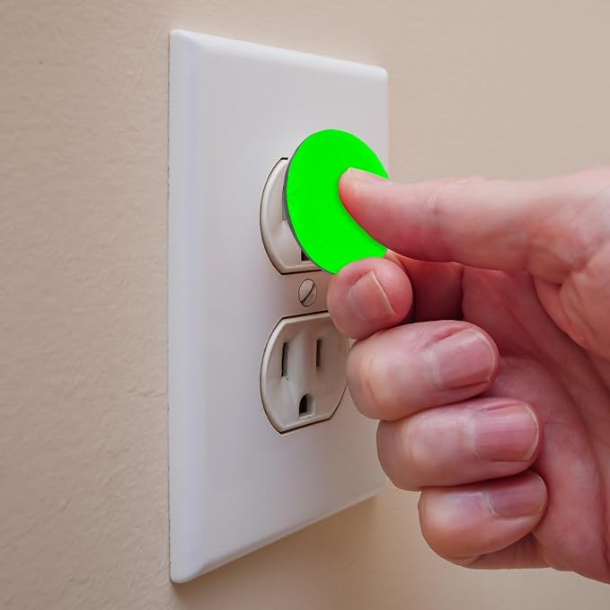 Pure Green Pattern 12 Packs Outlet Covers, Safety Electrical Outlet Plug Covers, Child Proof Socket Caps, 2-Prong Power Wall Plates
