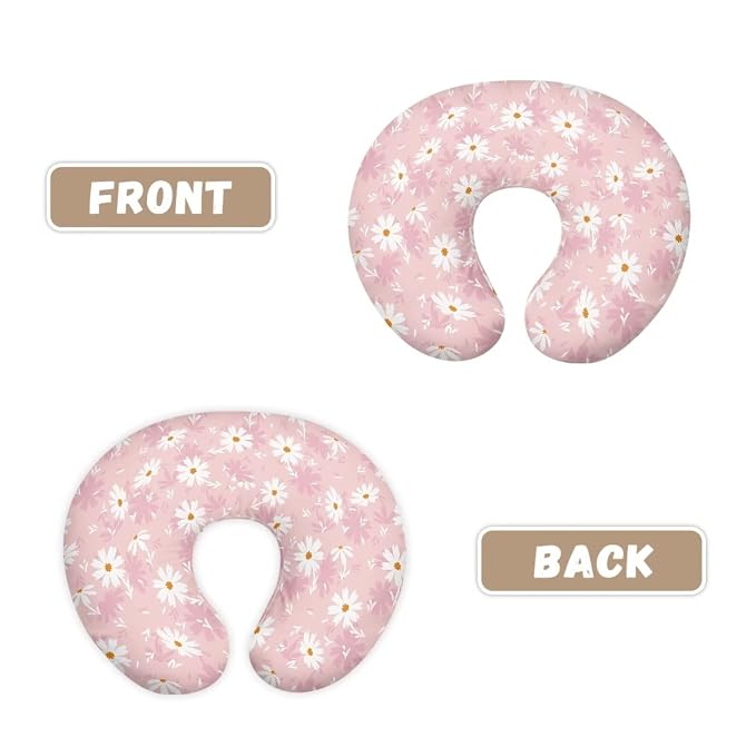 Flying Daisies Baby Nursing Pillow Cover for Newborn, Stretchy Replaceable Pillow Cover Slipcover U-Shaped Breastfeeding Pillowcase Cushion Cover