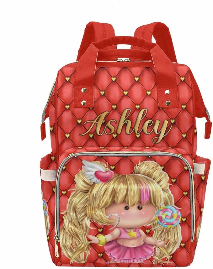 M YESCUSTOM Custom Name Mommy Backpack for Mom Personalized Diaper Bag with Large Capacity for Travel Birthday Gift for Women Red