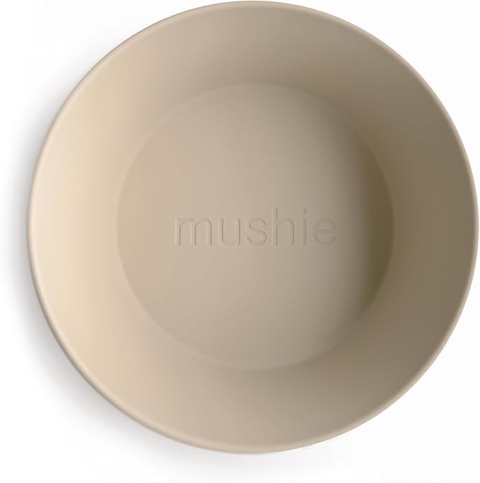 mushie Round Dinnerware Bowls for Kids | Made in Denmark, Set of 2 (Vanilla)
