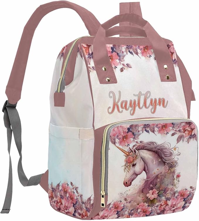 MyPupSocks Personalized Animal Elepahnt Butterfly Diaper Bag Backpack with Custom Name - Lovably Yours, Daughter Granddaughter Girls