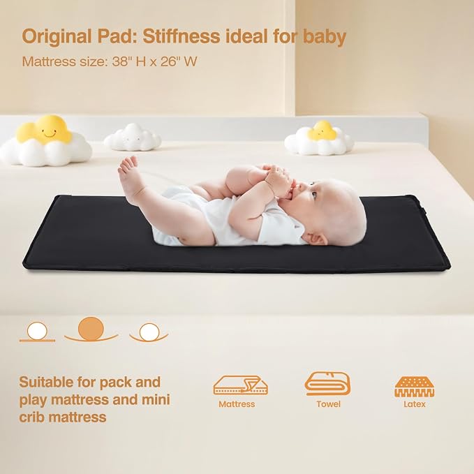 JOYMOR 4 in 1 Pack and Play, Baby Bedside Bassinet, Sturdy Play Yard with Padded Mat and Music Bar with Soft Animals