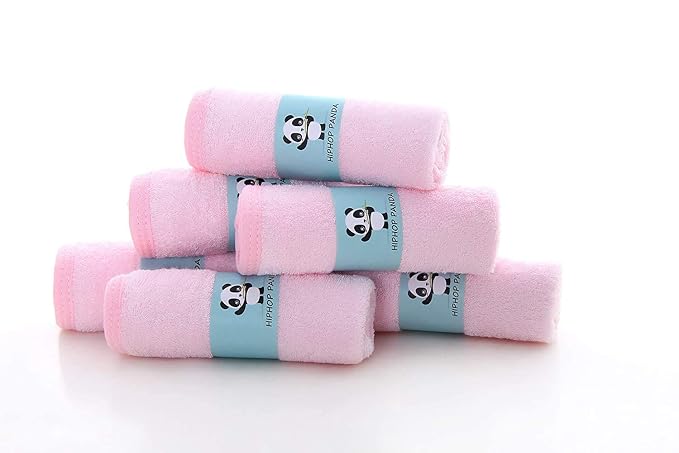 HIPHOP PANDA Baby Washcloths, Rayon Made from Bamboo - 2 Layer Ultra Soft Absorbent Newborn Bath Face Towel - Reusable Baby Wipes for Delicate Skin - Pink, 30 Pack