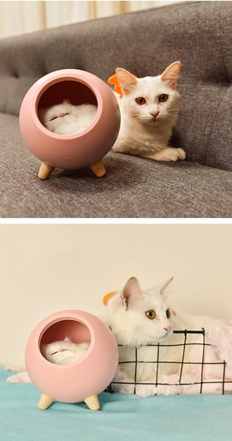 Fantasee Creative Little Cat Pet House Night Light Kitten Bedside Sleeping Nursery Light USB Rechargeable Touch Dimmable Atmosphere Light for Baby Child Birthday Party Gift Home Decor (Pink)