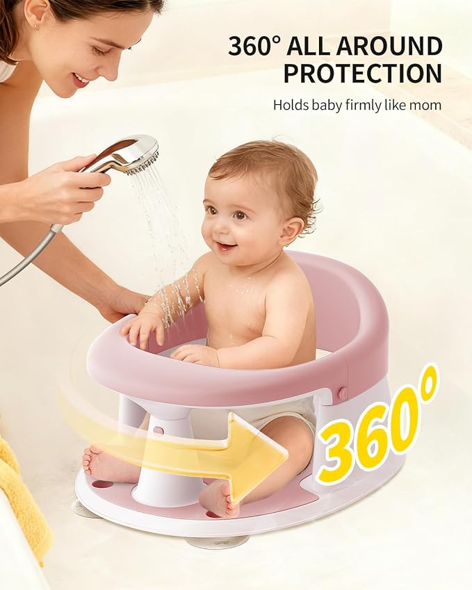 Baby Bath Seat for Babies 6 Months & Up, Bath Seats for Babies Sitting Up, Open Design, Non-Slip, Compact Toddler Bath Seat.