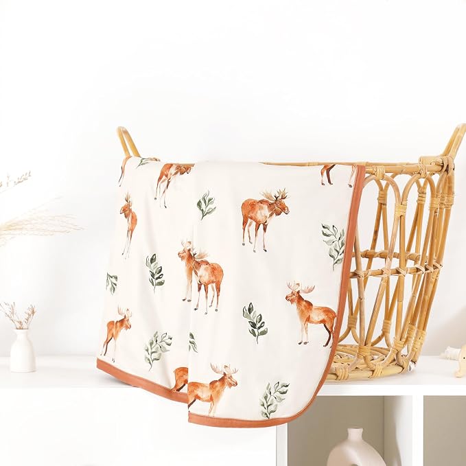 GRSSDER Baby Blankets Super Soft Jersey Knit Swaddle Blanket for Baby Girls and Boys, Double Layer Receiving Blankets 34 x 44 Inches, Extra Large for Baby Swaddling, Elk