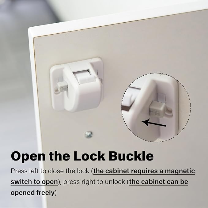 20 Pack Magnetic Cabinet Locks Baby Proofing - Child Safety Cabinet Latch Locks with Adhesive, No Drill or Tools Installation, for Cabinets Drawers Doors