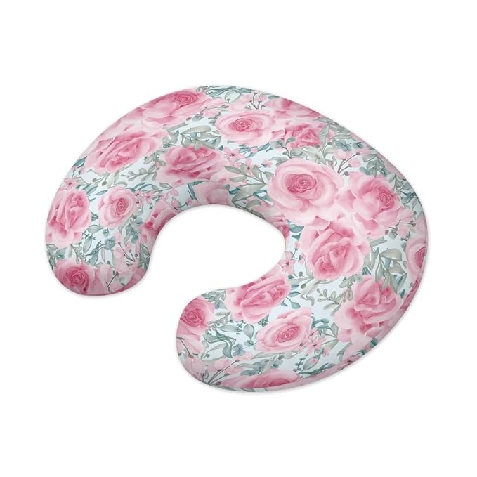 Pink Rose Nursing Pillow Cover for Feeding Cushion Cover Novelty Pillow U-Shaped Breastfeeding Pillow Case with Hidden Zipper