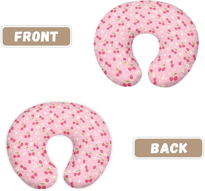 Lounger Pillow Covers for Boy Girl Baby, Replacement Pillow Cover Fits Boppy Pillow Ultra Soft Pillow Slipcovers U-Shaped Breastfeeding Pillowcase Snug - Cherry