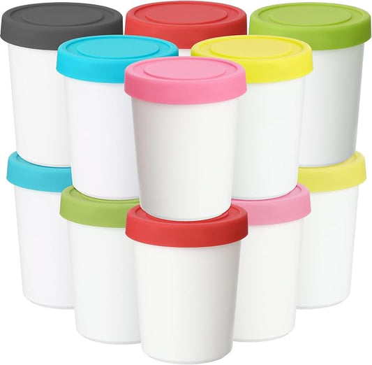 12 Pieces 6 oz Mini Ice Cream Containers Reusable Freezer Storage Tub with Lids Storage Container for Homemade Ice Cream Dessert Food Freezer Storage, Mixed Color