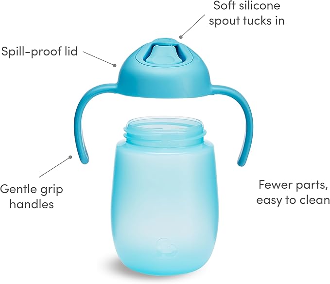 Munchkin Simple Clean Trainer Sippy Cup with Handles, 6+ Months, 7 Ounce, Blue/Green