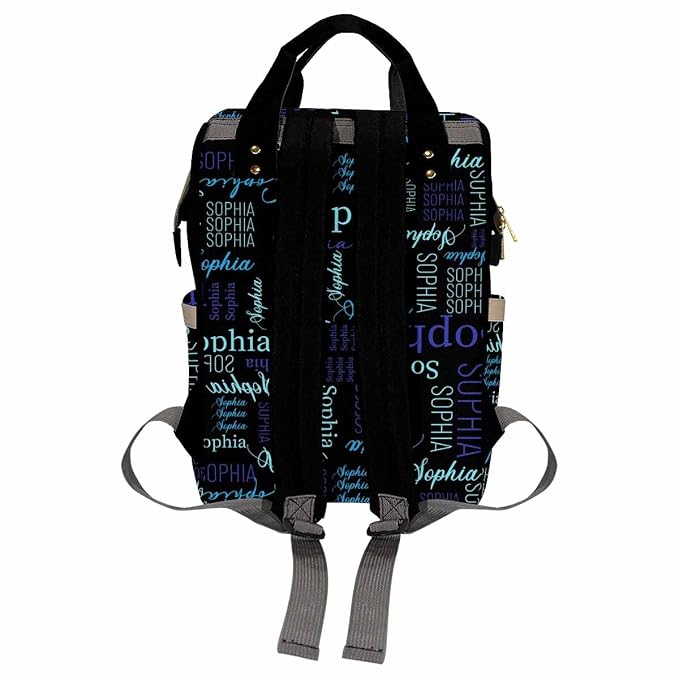 InterestPrint Custom Name Diaper Bag Personalized Black Blue With Name Customized Mummy Nappy Shoulders Backpack Casual Daypack Travel for New Mom