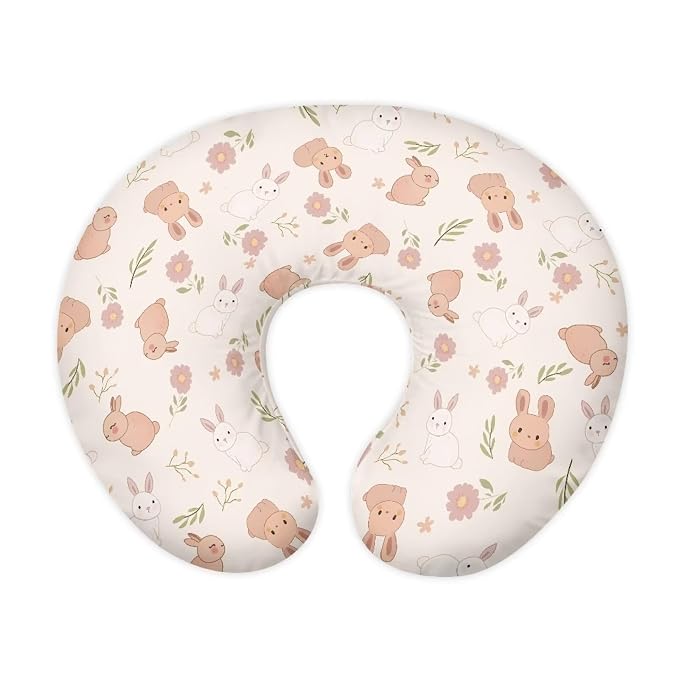 Rabbit and Flower Nursing Pillow Cover for Baby Boy Girl Ultra Soft Comfortable Newborn Nursing Pillow Case Baby Essentials