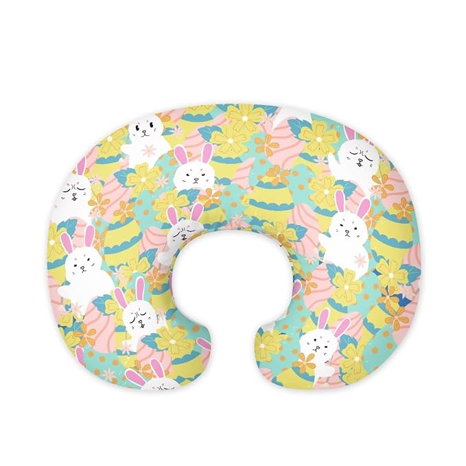 Cute Rabbit Eggs Nursing Pillow Cover, Stretchy Soft Fabric Removable Covers for Breastfeeding Pillows Safely Fits On Standard Infant Nursing Pillows