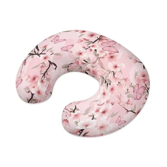 Butterfly Cherry Blossom Nursing Pillow Cover Breast Feeding Pillow Support Positioner Lounger Slipcover for Baby Boy Girl Newborn Infant