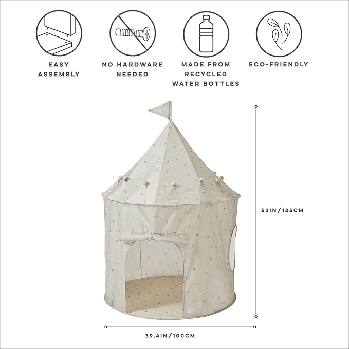 3 Sprouts Kids Play Tent - Sustainable Recycled Fabric ??Fun Spacious Childs Playhouse for Indoor Games for Boys & Girls - Durable Fort Pop Up House for Toddlers & Children Age 3-10 - Blueberry Taupe