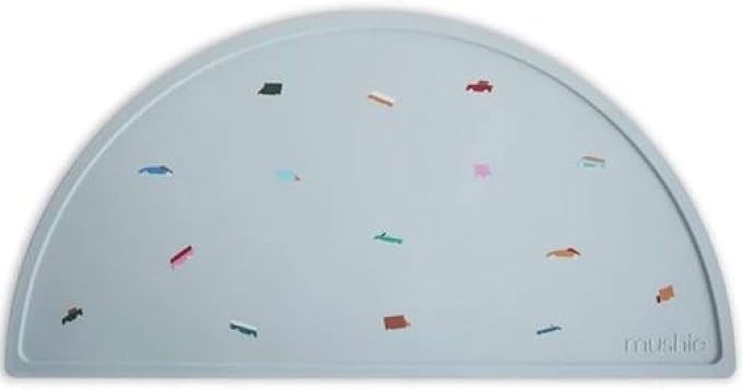 mushie Silicone Placemat for Kids | BPA-Free Non-Slip Design (Retro Cars)