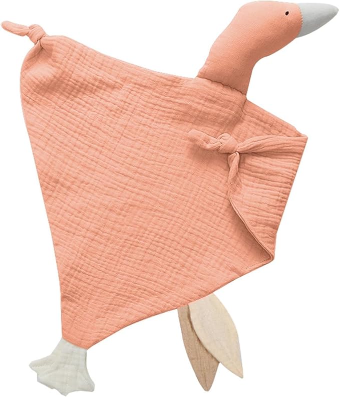 insular Baby Lovey Blanket for Boys and Girls, Organic Muslin Cotton Security Blanket for Babies, Soft Breathable Lovie Soothing Towel for Newborn and Infant, Pink Goose