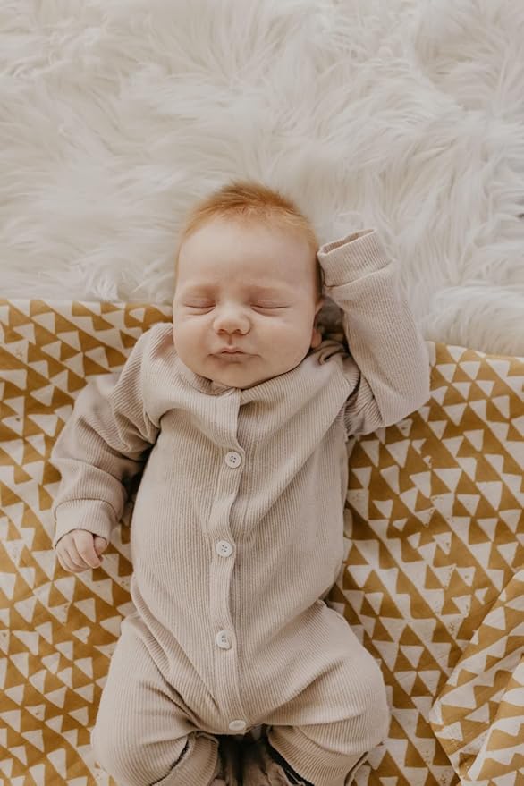 Mini Wander Swaddles for Newborns Muslin Swaddle Blankets - Breathable Soft Gender Neutral Receiving Blanket Baby Essentials | 47 x 47 Cotton - (Mountains (Honey Gold))