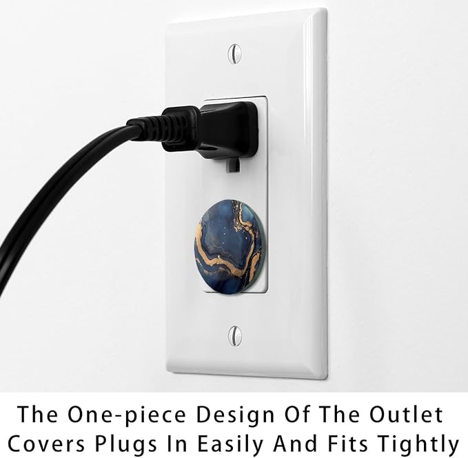 12 Packs Child Proof Outlet Covers, Colorful Marble Texture Electrical Safety Socket Covers, Socket Protection Caps for 2-Prong Power Wall Plates, Easy Install