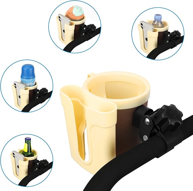 Accmor Stroller Cup Holder with Phone Keys Holder, 3-in-1 Universal Cup Holder, Drinks Bottle Holder for Stroller, Bike, Wheelchair, Walker, Scooter