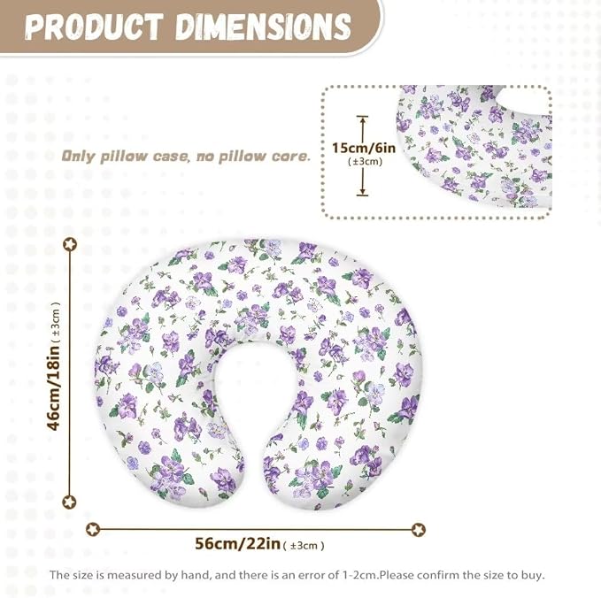 Purple Floral Nursing Pillow Covers for Breastfeeding Comfortable and Breathable Nursing Pillow Cover Pillow Slipcover for Baby Girls Fits Infant Nursing Pillow Case